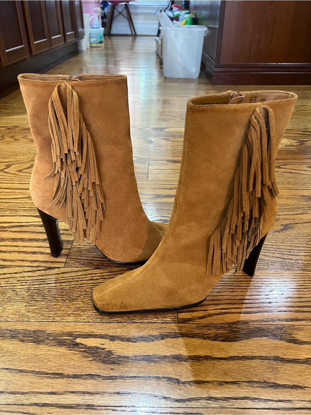 Vintage Predictions Suede Fringe Boots Sz 9.5 Brown Y2K 90s Coastal Cowgirl Boho